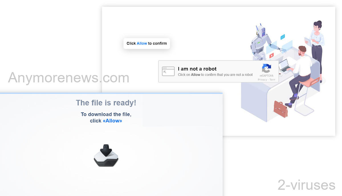 Anymorenews.com tricks people with fake messages to allow its notifications.