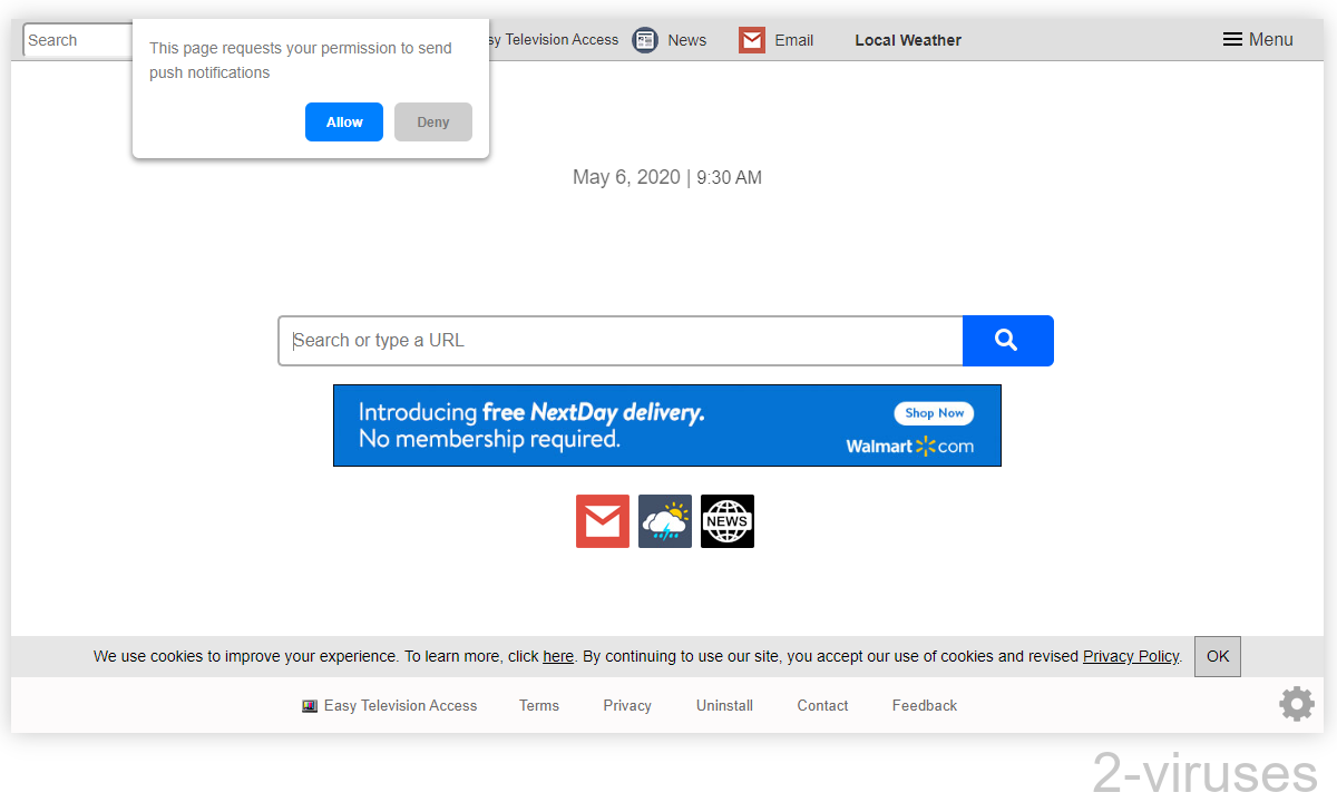 Easytelevisionaccess.com asks you to allow its notifications.