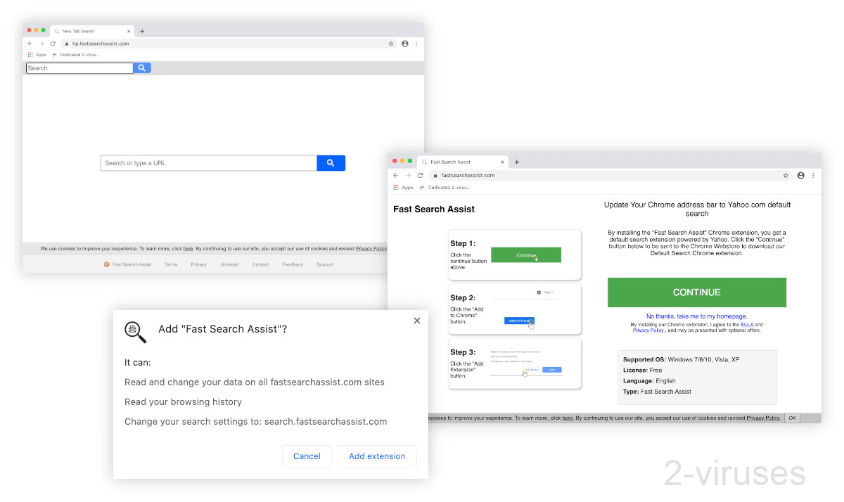 Fastsearchassist.com doesn't have a new tab page replacer, it's just a search hiajcker.