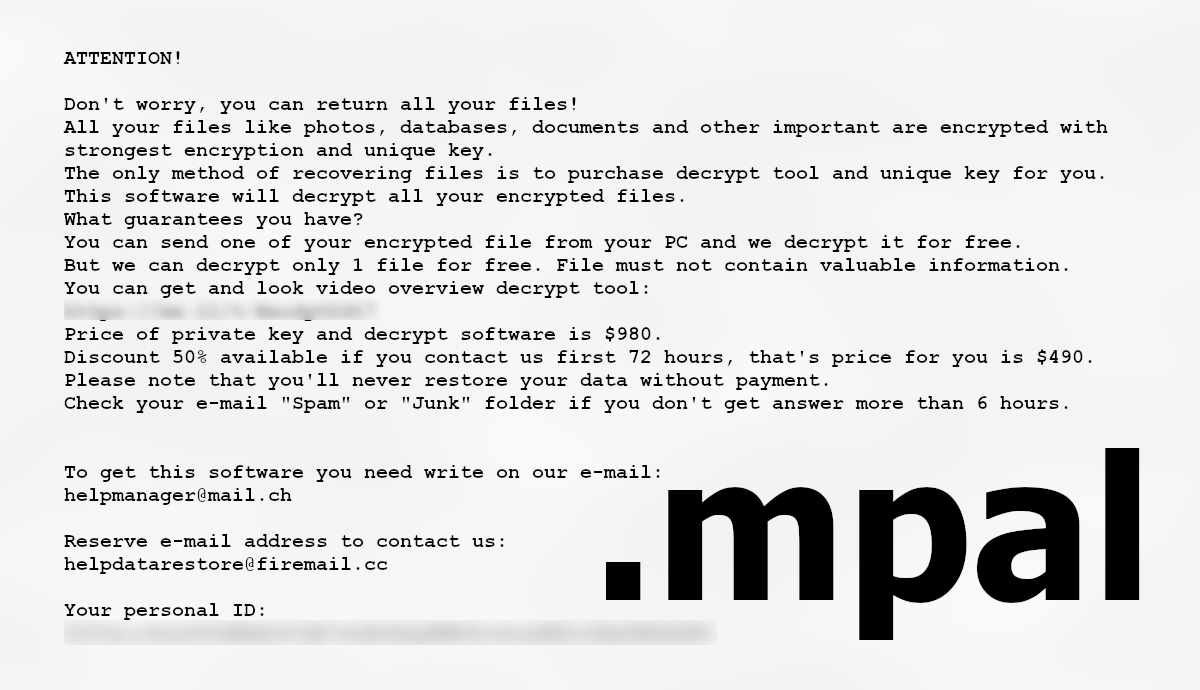 Mpal ransom note asks you for up to $980 in ransom.