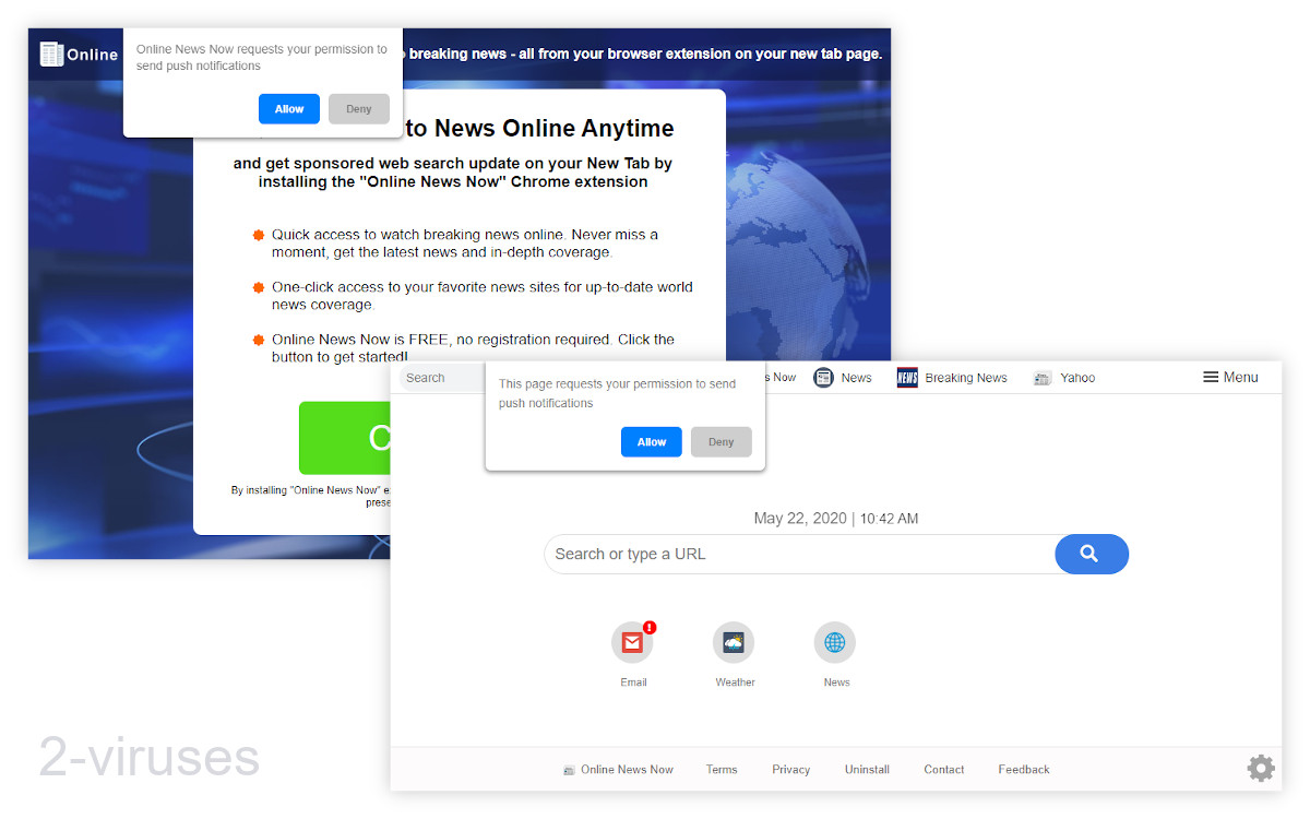 Onlinenewsnowtab1.com is advertised as a news-centered add-on when really it's just adware.
