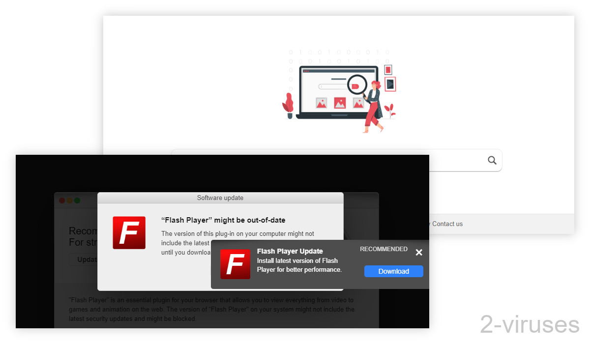Search-Space.net uses the Flash player update scam to spread.