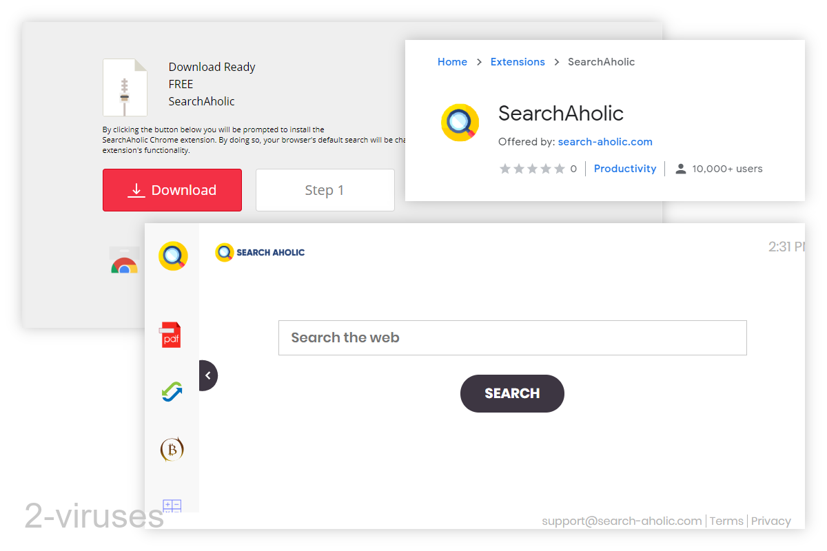 SearchAholic uses the "Download Ready" template.