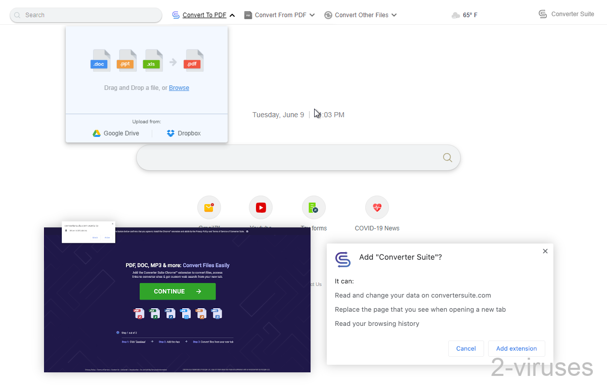 Convertersuite.com replaces the new tab page but it's a poor replacement.