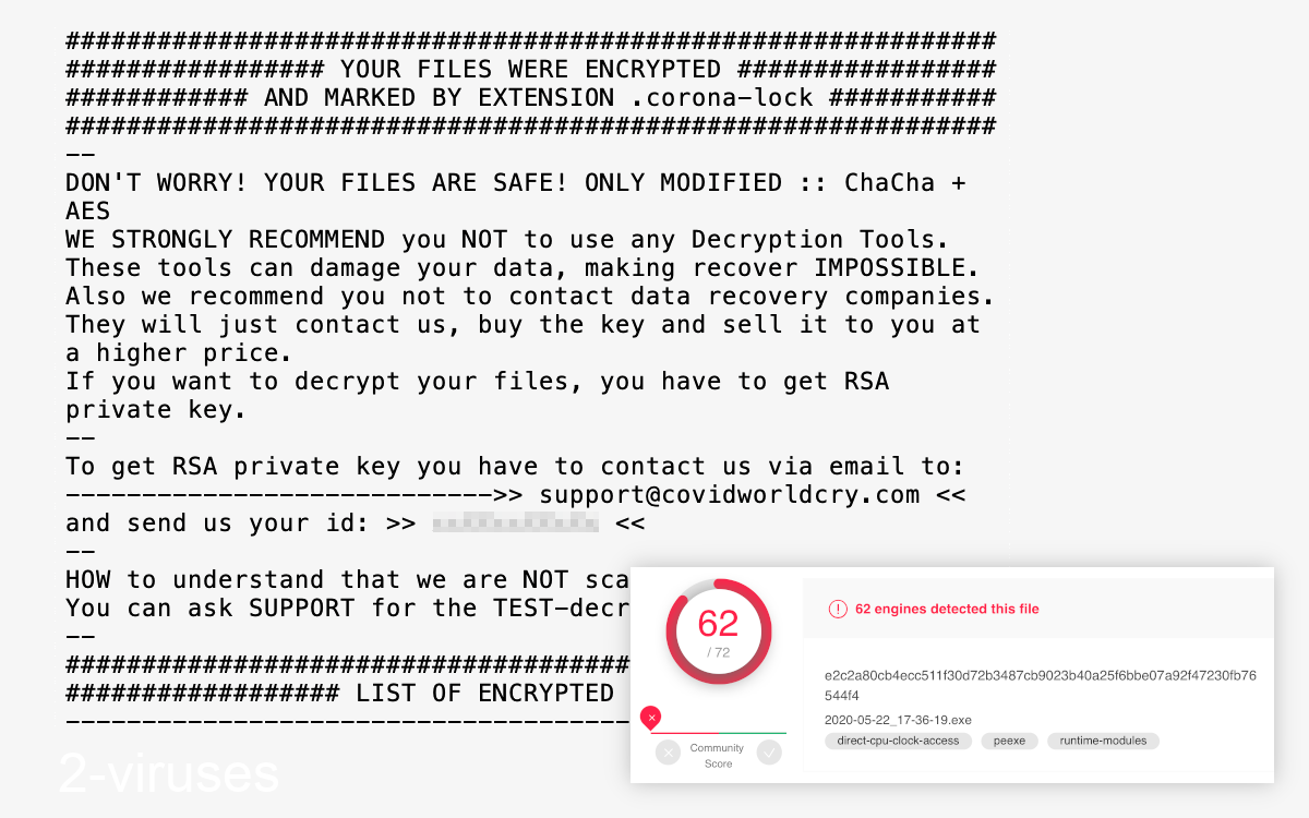 Corona-lock ransom note.