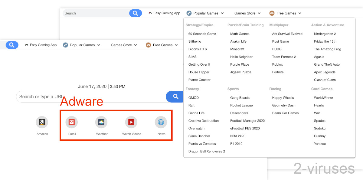 Easygamingapptab.com shows adware links.