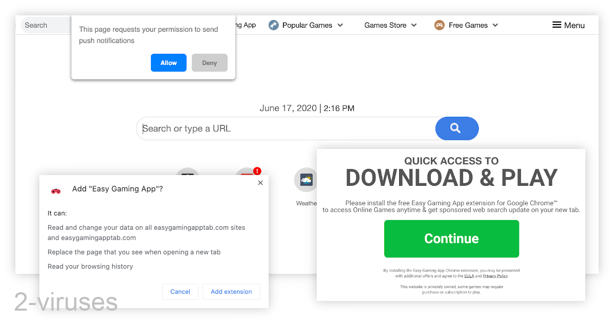 Easygamingapptab.com replaces your new tab page.