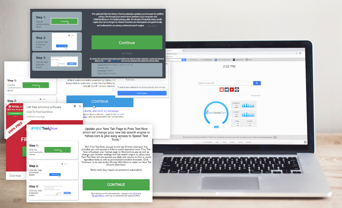 Hfreetestnow.app advertises a lot of junkware.