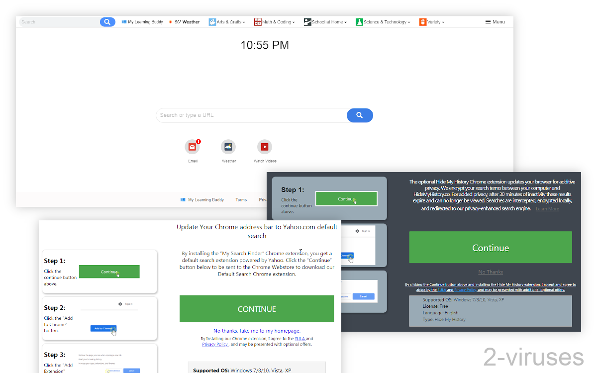 Hmylearningbuddy.co offers to also install search hijackers.