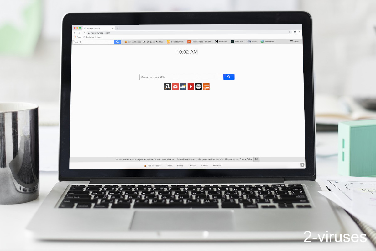 Hprintmyrecipes.com is a new tab page that uses a very outdated design.