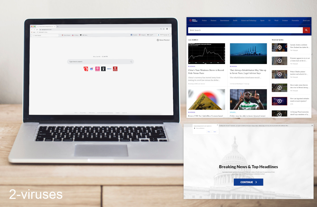 Newsprecinct.com/homepage looks like a simple though old new tab page.