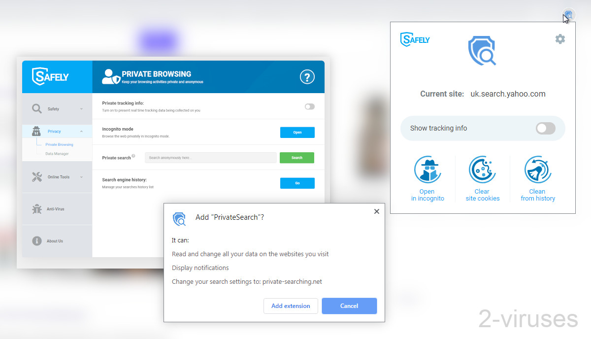 PrivateSearch by Safely gets access to all of your data on all sites.