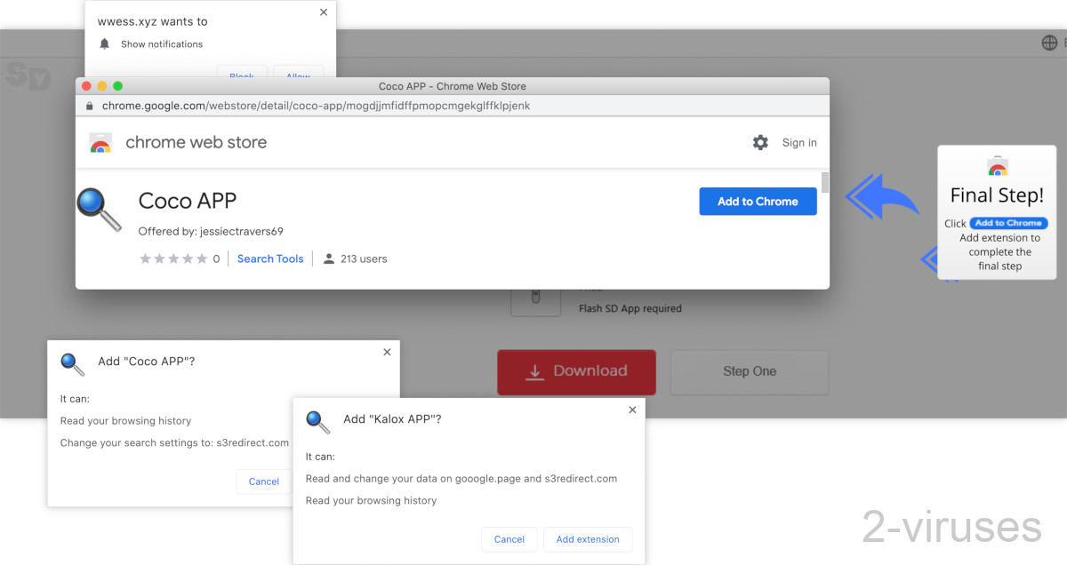 S3arch.page uses the Flash SD APP required template to get people to install bad browser extensions.