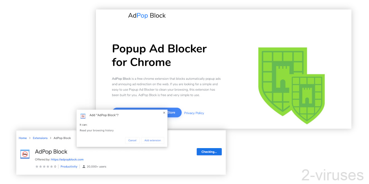 AdPop Block only asks for the tabs permission and yet hijacks searches.