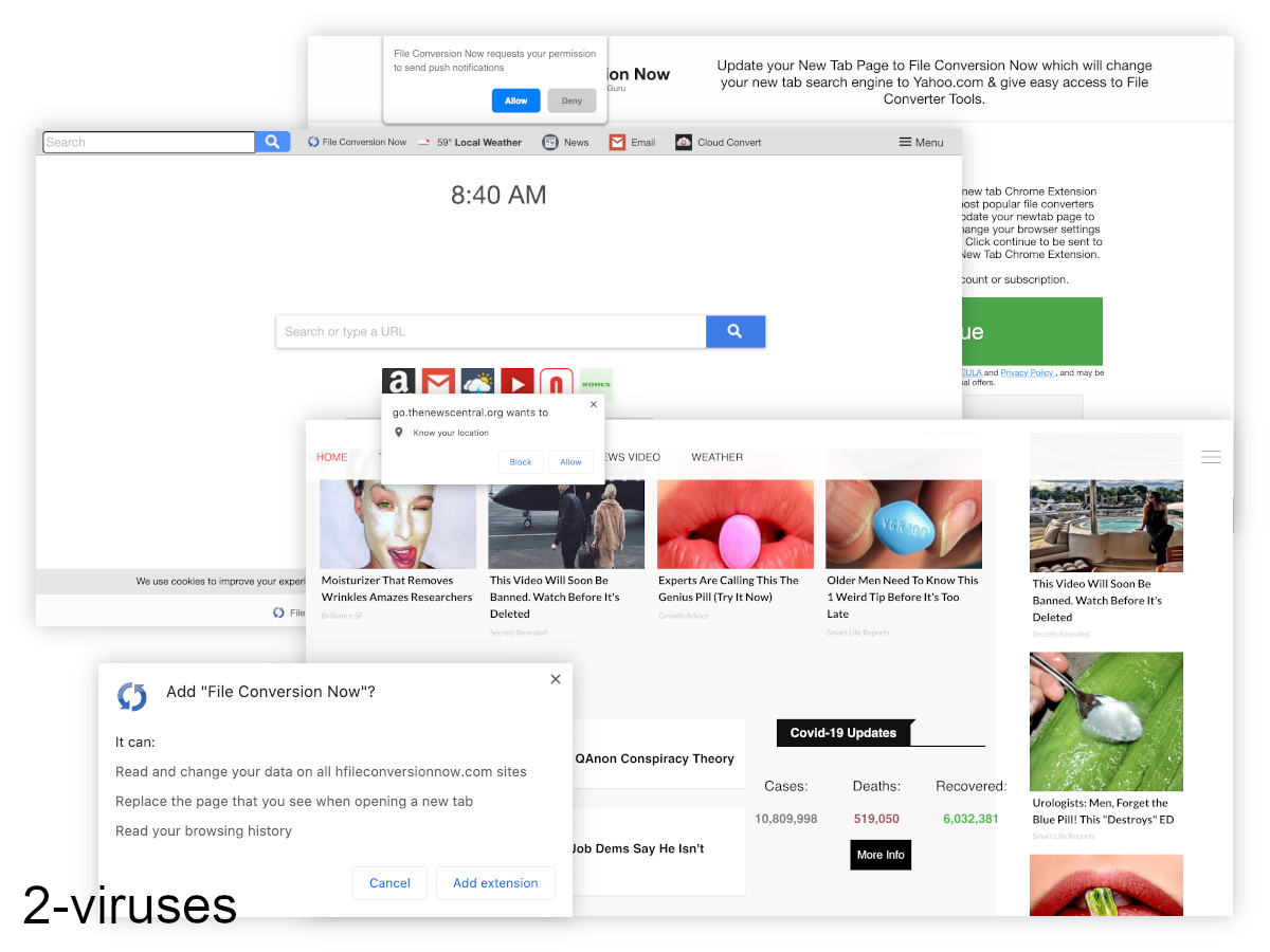 Hfileconversionnow.com leads to notification pop-ups and clickbait.