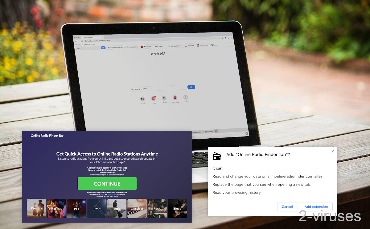 Honlineradiofinder.com features a search box and a bunch of links.