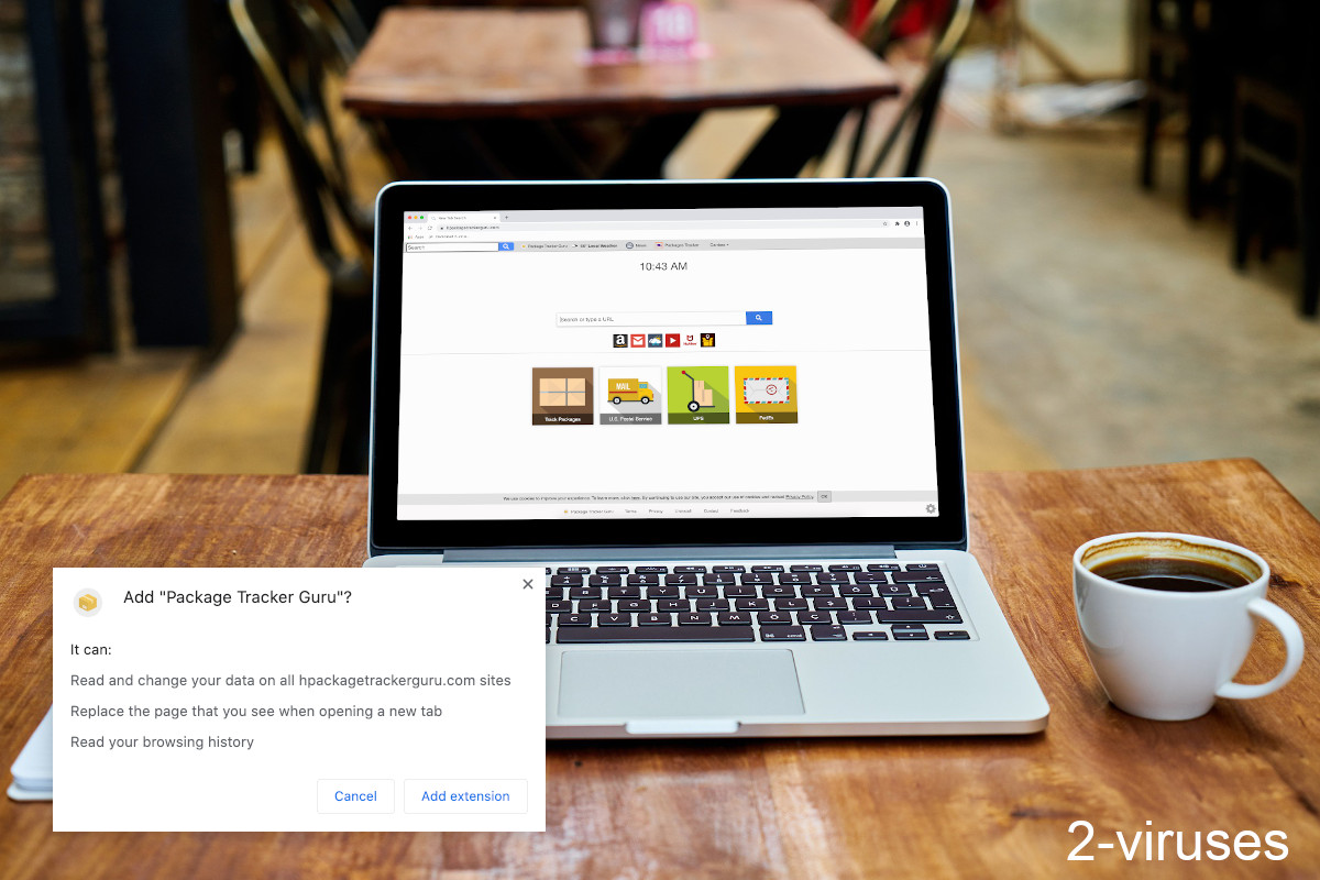 Hpackagetrackerguru.com replaces your new tab page.