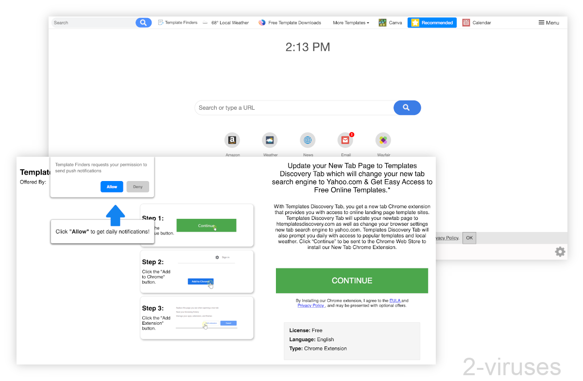 Htemplatefinders.com looks like any other Eightpoint new tab.