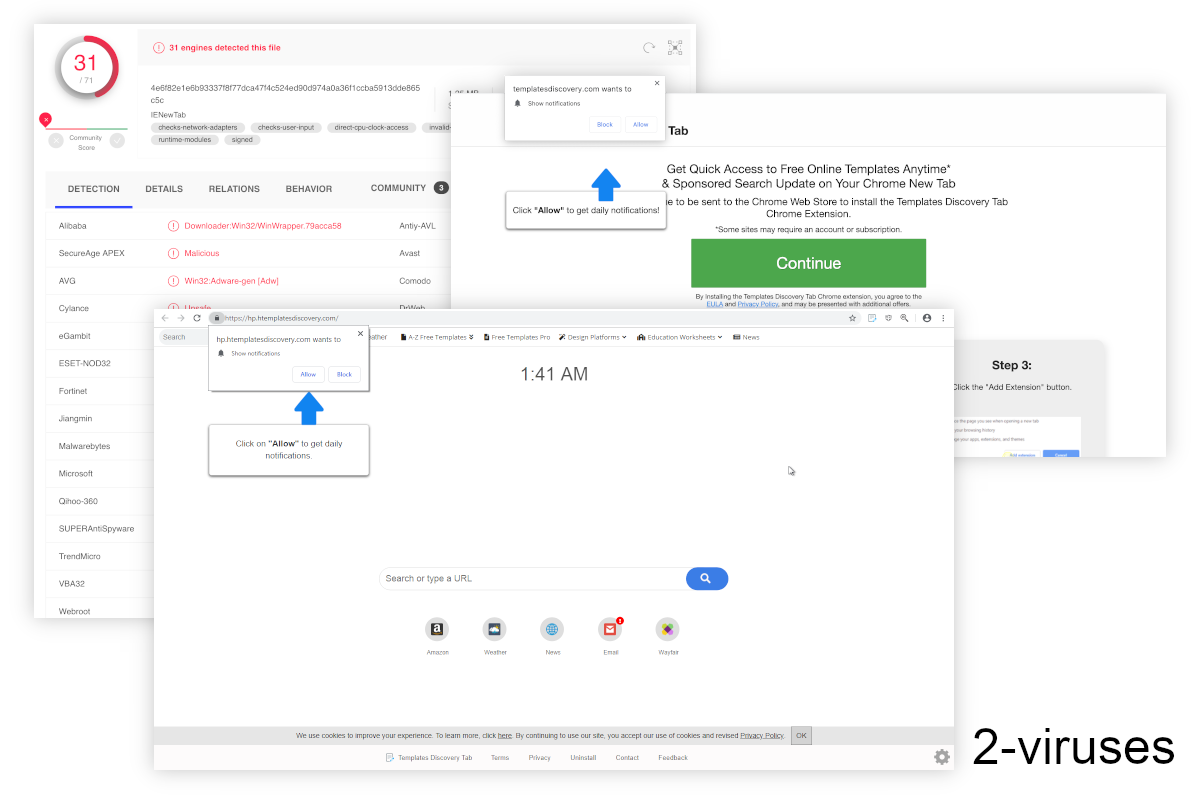 Htemplatesdiscovery.com's installer is detected by 31 scanner on VirusTotal.