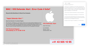 IOS /MAC Defender Alert - Tech Support Scam