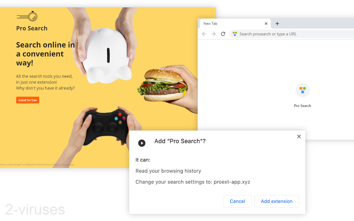 Prosearch changes the search settings to Proext-app.xyz.