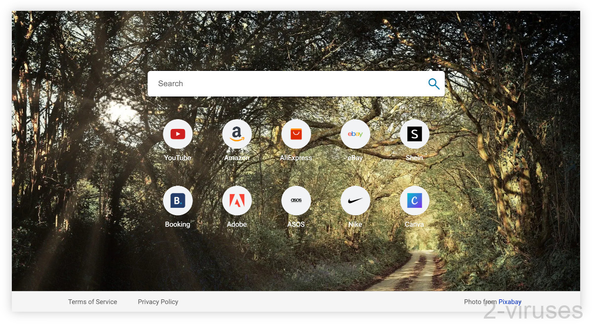 Searchiing.com looks like a new tab page with a few affiliate links.