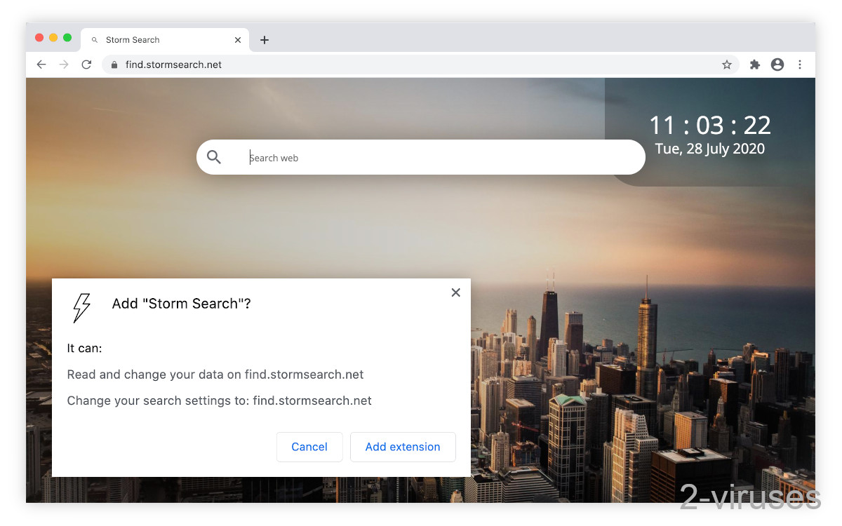 Storm Search asks to change your default search.