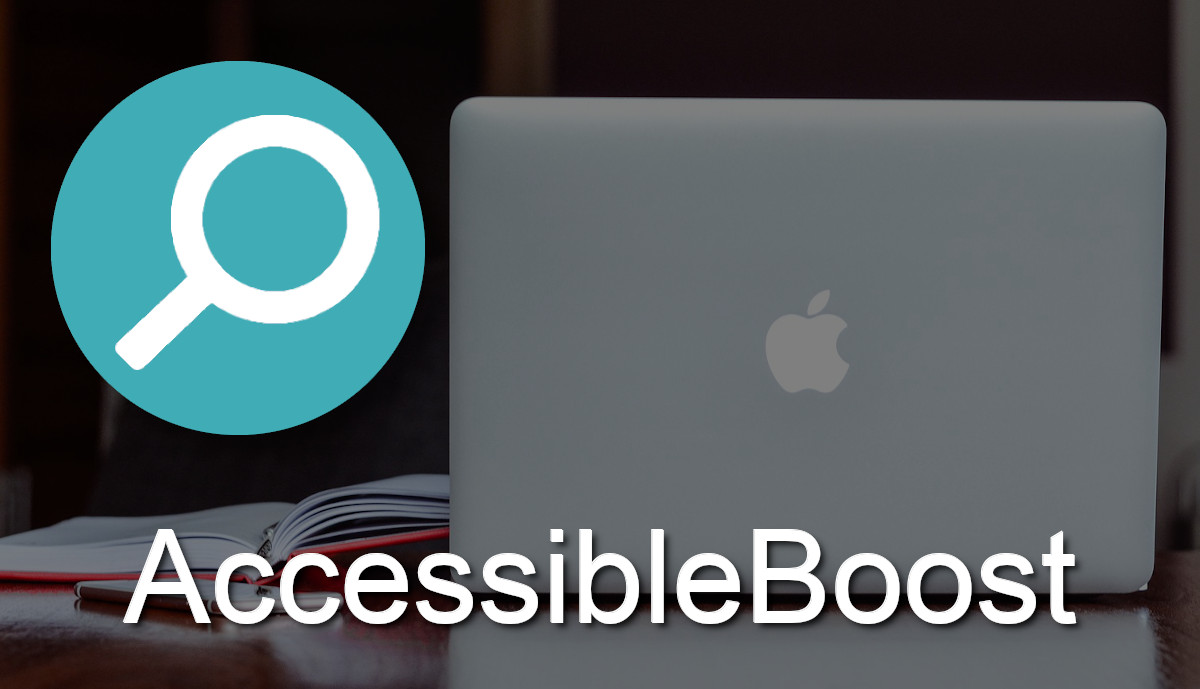 AccessibleBoost's icon is a blue-green circle and a white magnifying glass.