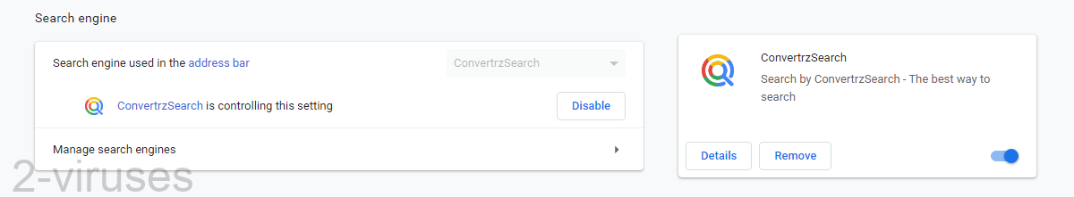 ConvertrzSearch extension looks like this in the Chrome browser.