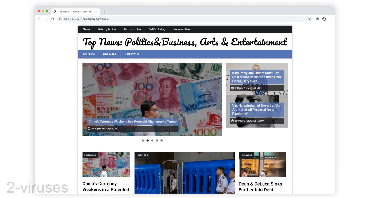 Hopsigna.com looks like a news site at first.