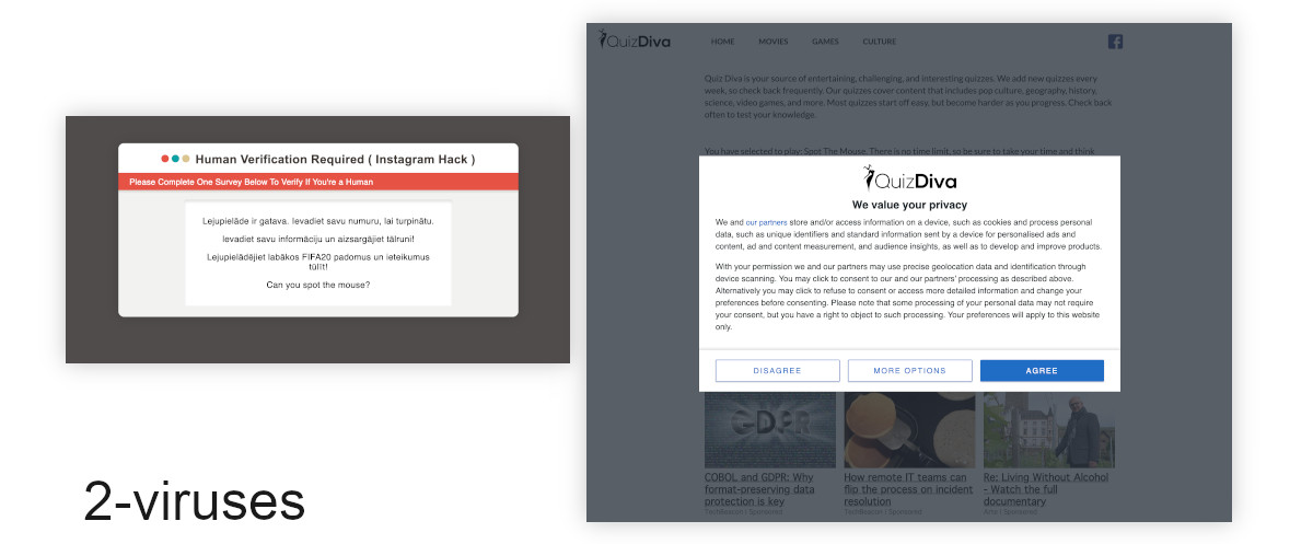 Instagramhackonline.com promoting Quizdiva.