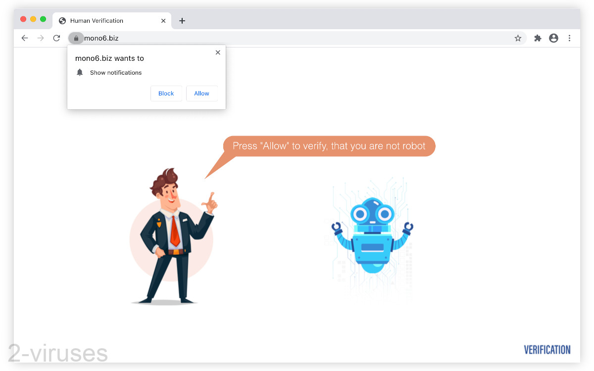 Mono6.biz asks you to click the allow button.