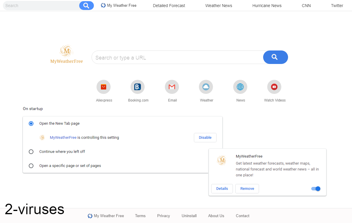 My Weather Free controls the new tab page.