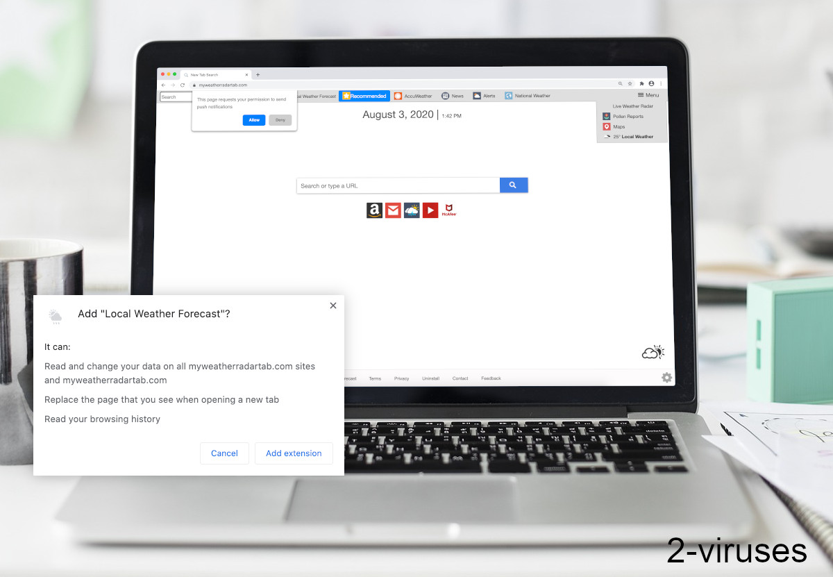Myweatherradartab.com is a new tab with a bunch of affiliate links.