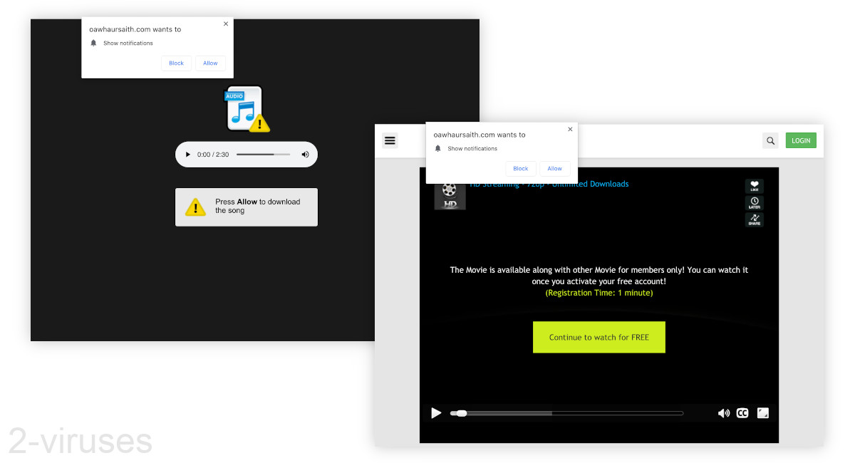 Oawhaursaith.com asking its Allow button to be clicked.