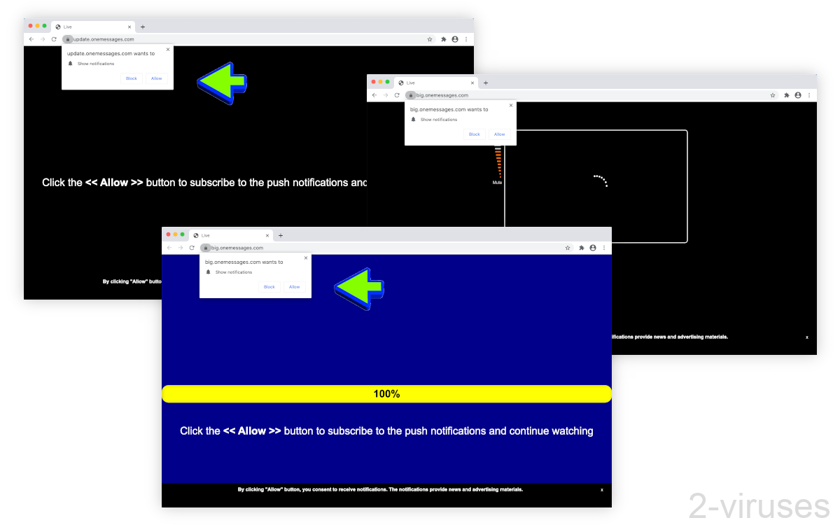 Onemessages.com asks visitors to click the allow button.
