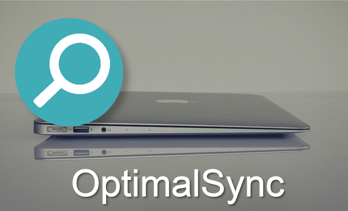 OptimalSync's icon is a blue/green circe and a white magnifying glass.