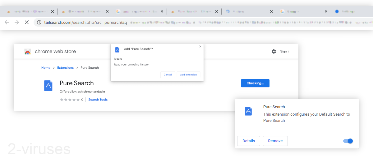 Tailsearch.com is associated with bad browser extensions.