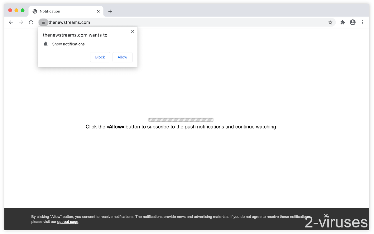 Thenewstreams.com asks to allow notifications.