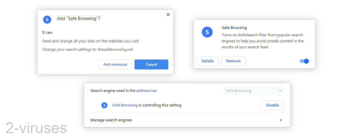 Thesafebrowsing.com can, among other things, read your data on all sites that you visit.