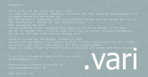 Vari File Locker Virus