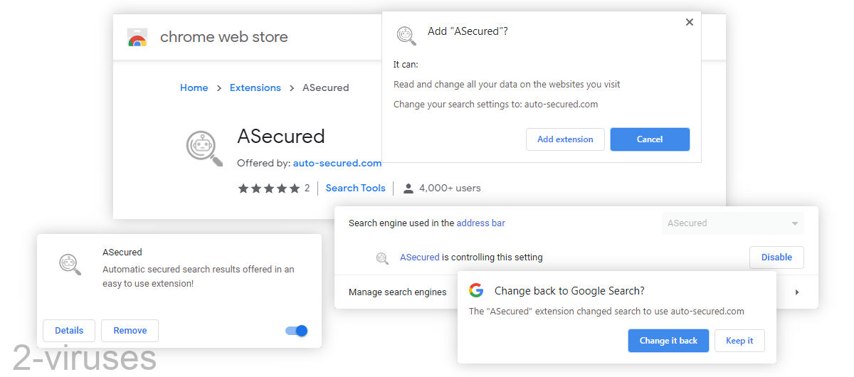 Auto-secured.com can read and change your data on the sites that you visit.