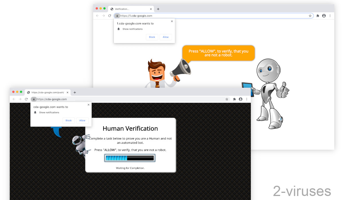 Cda-google.com asks you to click the allow button while lying about what it does.