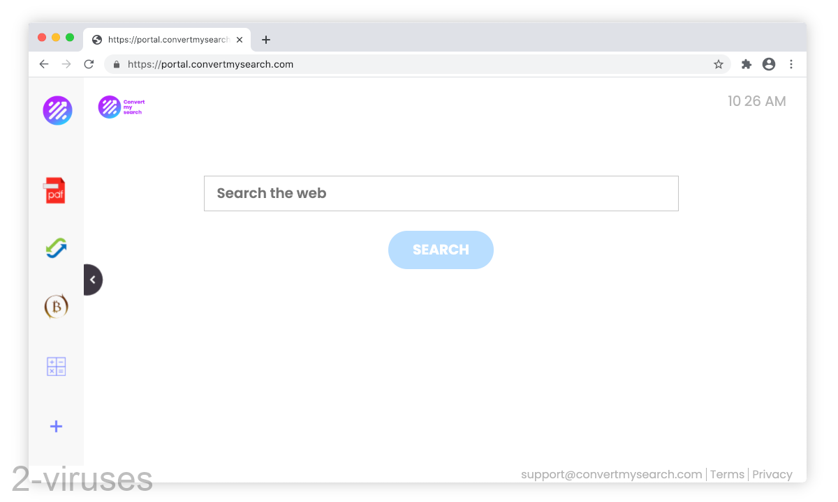 ConvertMySearch looks like a search engine's front page when you visit it.