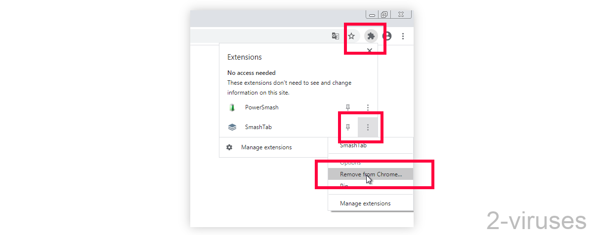 SmashTab can be removed from the Chrome extension area.