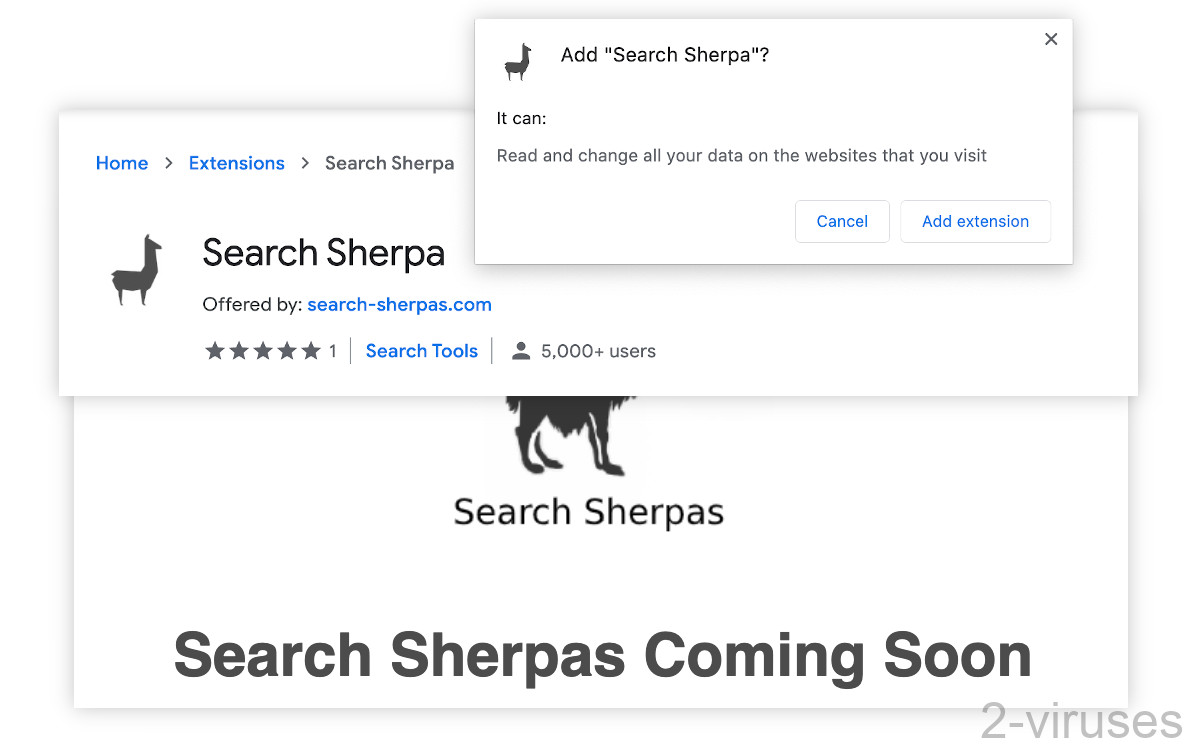 Search-sherpas.com asks to read and change data on all the websites that you visit.