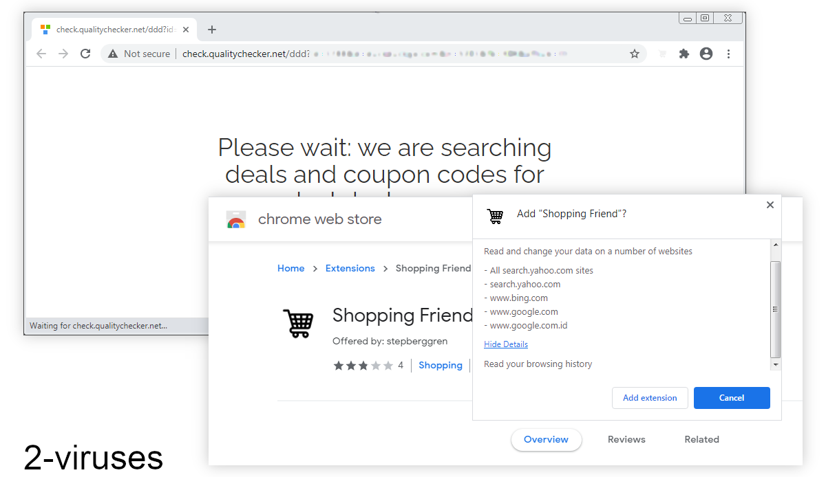 Shopping Friend can read and change your data on google, bing, and yahoo sites.