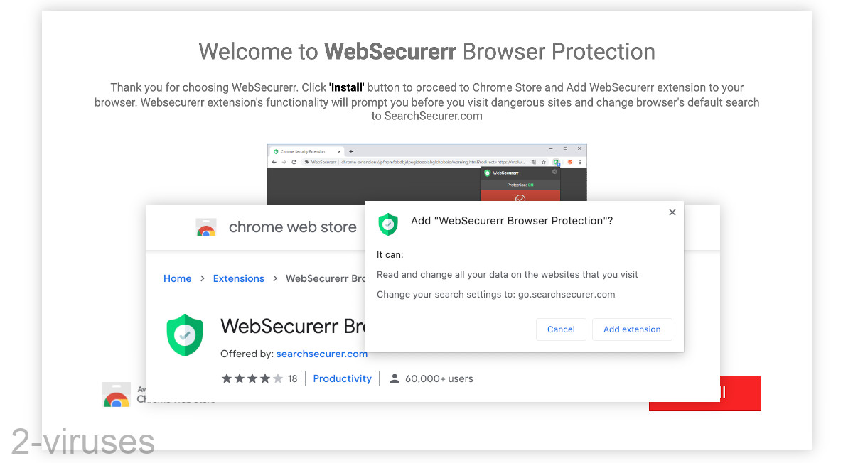 WebSecurerr asks to access every site that you visit and change your default search engine.