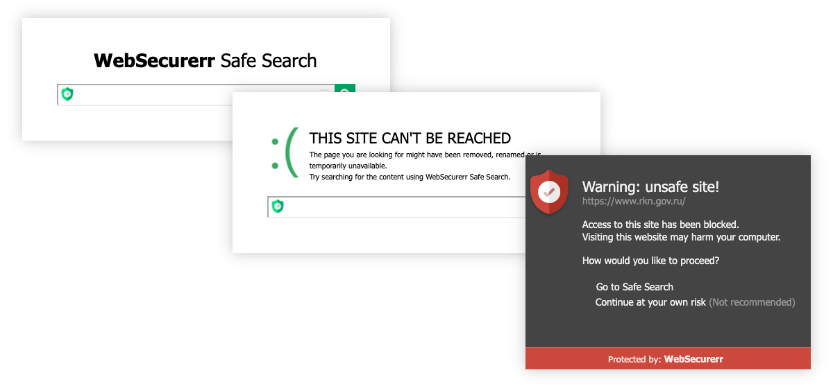 WebSecurerr shows alerts and its own search bar.