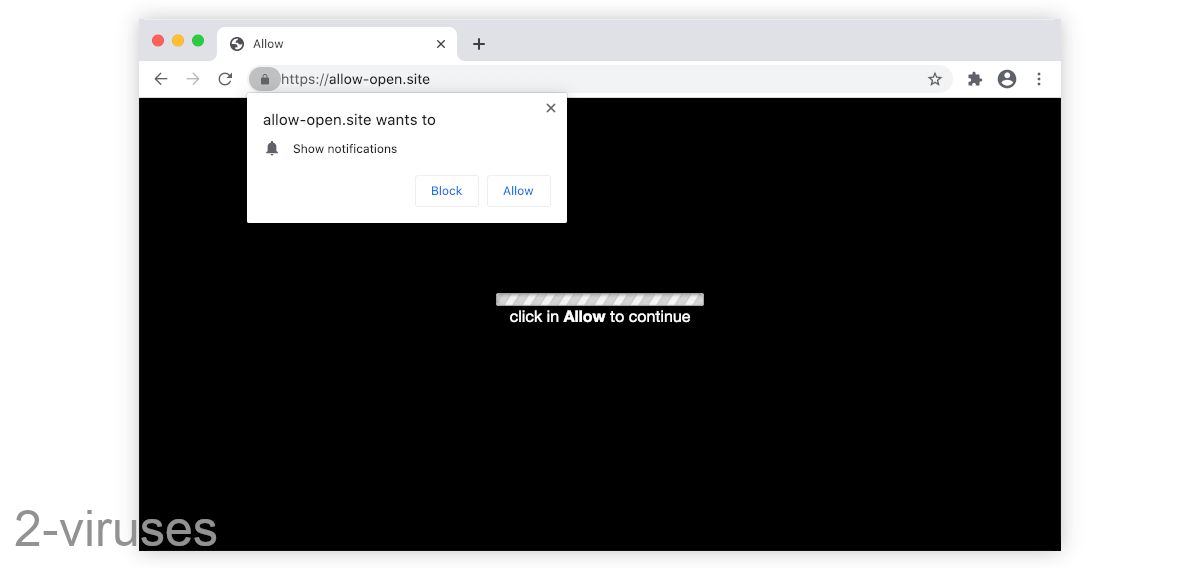 Allow-open.site asks you to click Allow to continue.